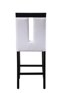 Chairs Wood Accent Chair - 19" X 24" X 41" White PU Black Wood Upholstered (Seat) Counter Height Chair (Set-2) HomeRoots