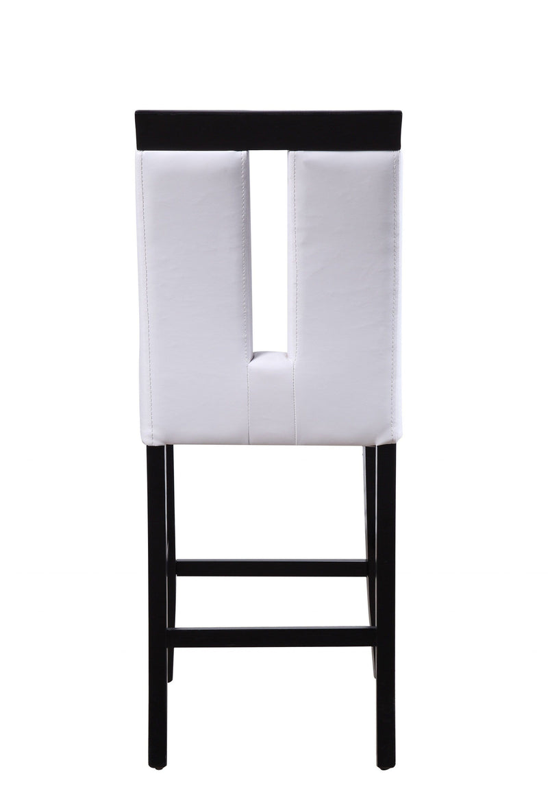 Chairs Wood Accent Chair - 19" X 24" X 41" White PU Black Wood Upholstered (Seat) Counter Height Chair (Set-2) HomeRoots