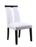 Chairs Wood Accent Chair - 21" X 26" X 39" White PU Black Wood Upholstered (Seat) Side Chair HomeRoots