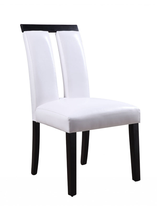 Chairs Wood Accent Chair - 21" X 26" X 39" White PU Black Wood Upholstered (Seat) Side Chair HomeRoots