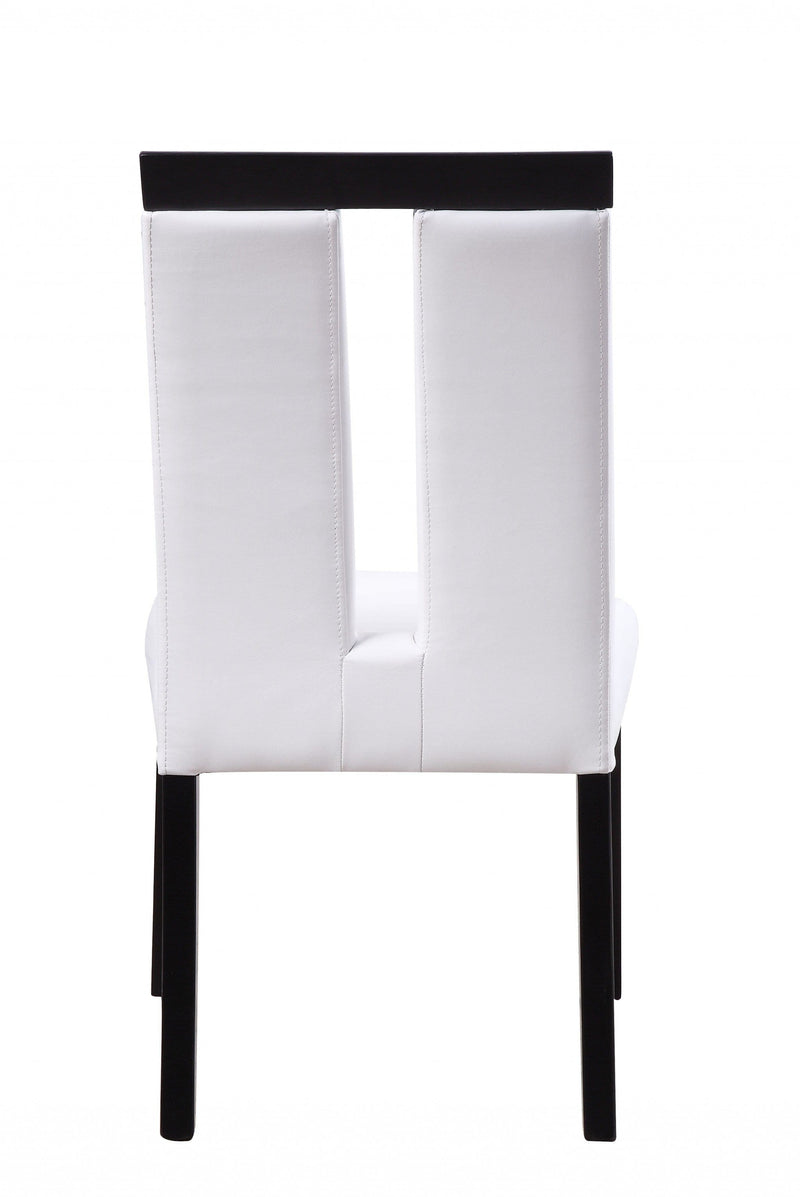 Chairs Wood Accent Chair - 21" X 26" X 39" White PU Black Wood Upholstered (Seat) Side Chair HomeRoots