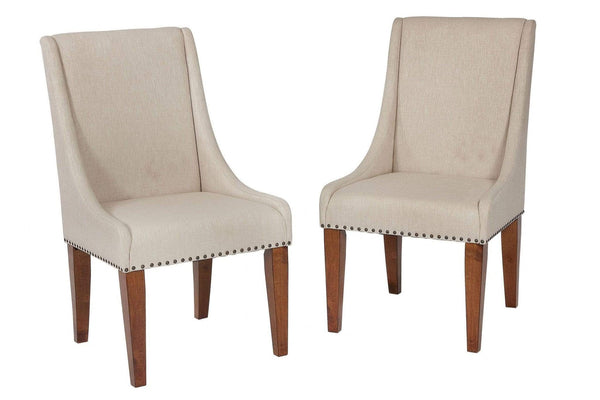 Chairs Wood Accent Chair - 22" X 27" X 40" Tobacco Upholstered with wood trim Set of Two Chairs HomeRoots