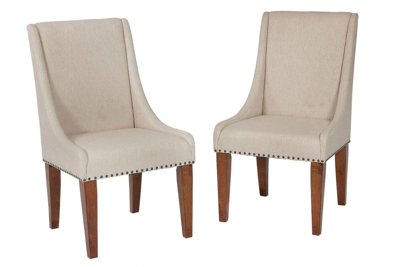 Chairs Wood Accent Chair - 22" X 27" X 40" Tobacco Upholstered with wood trim Set of Two Chairs HomeRoots