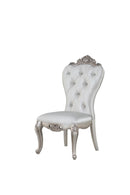Chairs Wood Accent Chair - 25" X 22" X 42" Cream Fabric Antique White Wood Upholstered (Seat) Side Chair (Set-2) HomeRoots