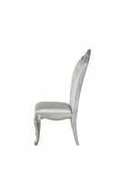 Chairs Wood Accent Chair - 25" X 22" X 42" Cream Fabric Antique White Wood Upholstered (Seat) Side Chair (Set-2) HomeRoots