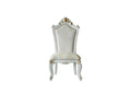 Chairs Wood Accent Chair - 27" X 28" X 48" Fabric PU Antique Pearl Wood Poly-Resin Upholstered (Seat) Side Chair (Set-2) HomeRoots