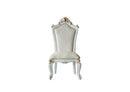 Chairs Wood Accent Chair - 27" X 28" X 48" Fabric PU Antique Pearl Wood Poly-Resin Upholstered (Seat) Side Chair (Set-2) HomeRoots