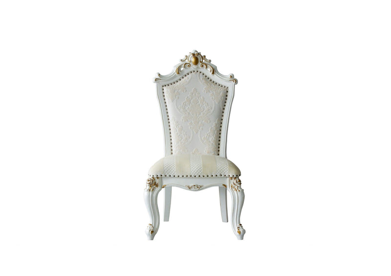 Chairs Wood Accent Chair - 27" X 28" X 48" Fabric PU Antique Pearl Wood Poly-Resin Upholstered (Seat) Side Chair (Set-2) HomeRoots