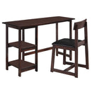 Chairs Wooden Chair - 19" X 47" X 39" 2Pc Black Pu And Espresso Pack Desk And Chair HomeRoots