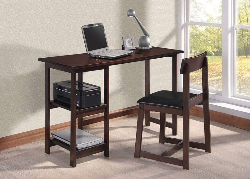 Chairs Wooden Chair - 19" X 47" X 39" 2Pc Black Pu And Espresso Pack Desk And Chair HomeRoots