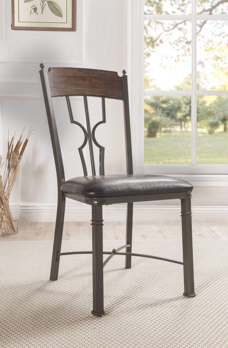 Chairs Wooden Chair - 20" X 23" 39" 2pc Espresso And Dark Bronze Side Chair HomeRoots