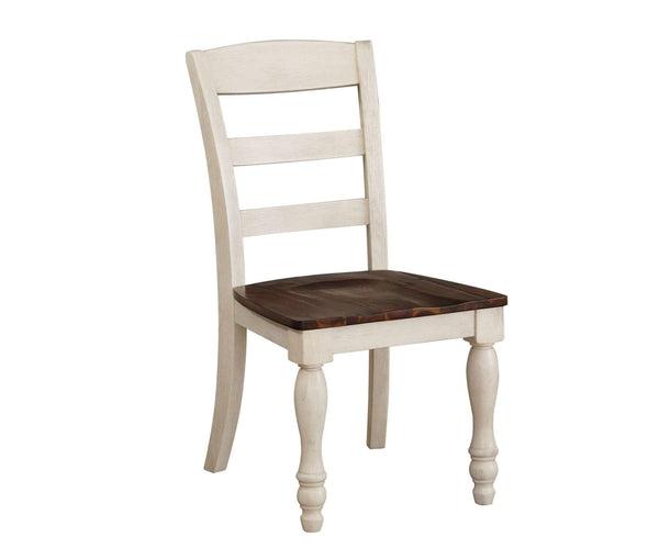 Chairs Wooden Chair - 20" X 24" X 38" 2pc Walnut And White Washed Side Chair HomeRoots
