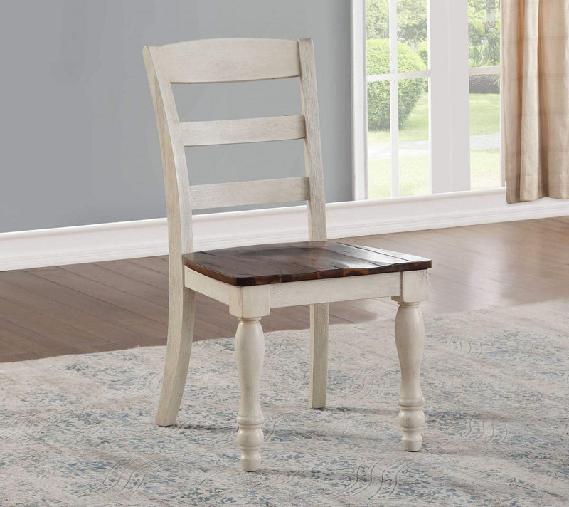 Chairs Wooden Chair - 20" X 24" X 38" 2pc Walnut And White Washed Side Chair HomeRoots