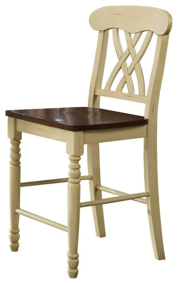Chairs Wooden Chair - 22" X 19'.5" X 41'.5" 2pc Buttermilk And Oak Counter Height Chair HomeRoots