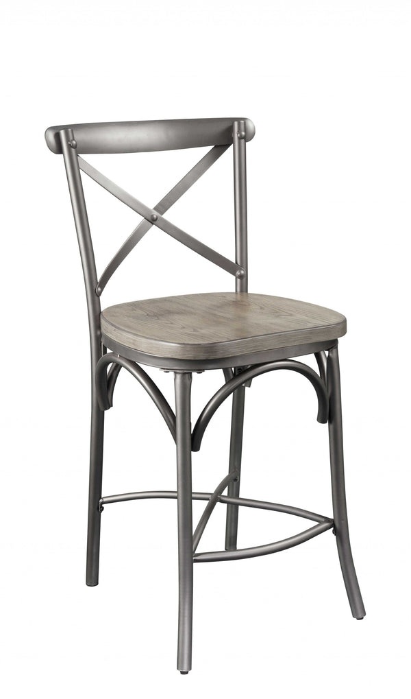 Chairs Wooden Chair - 22" X 20" X 40" 2pc Gray Oak And Sandy Gray Counter Height Chair HomeRoots