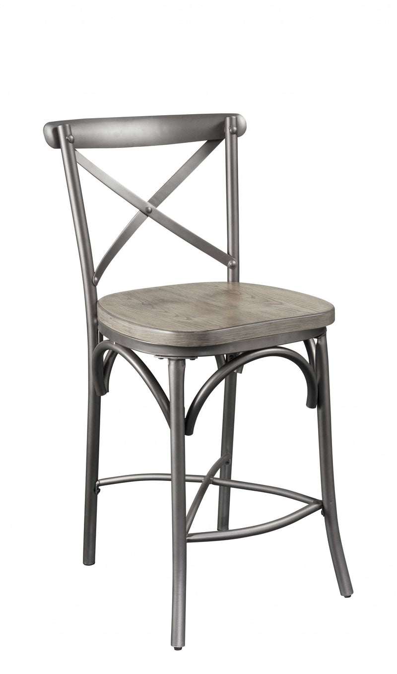 Chairs Wooden Chair - 22" X 20" X 40" 2pc Gray Oak And Sandy Gray Counter Height Chair HomeRoots