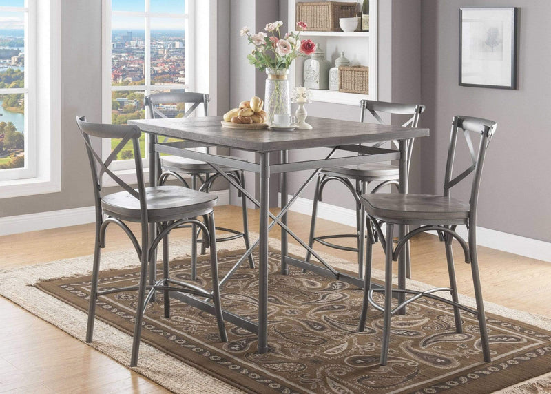 Chairs Wooden Chair - 22" X 20" X 40" 2pc Gray Oak And Sandy Gray Counter Height Chair HomeRoots
