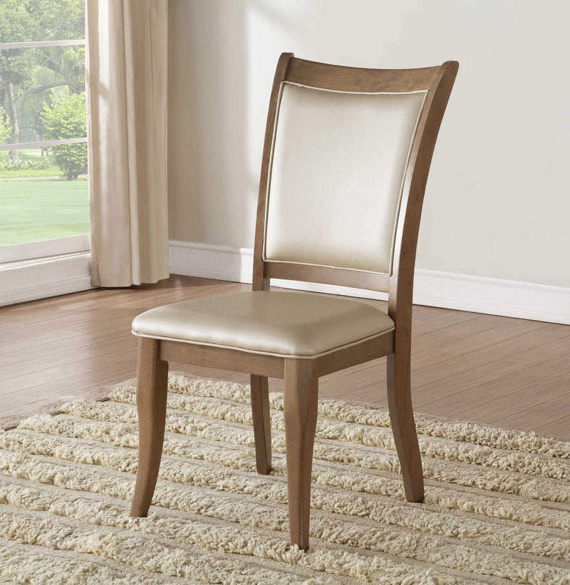 Chairs Wooden Chair - 23" X 19" X 40" 2pc Beige Leatherette And Gray Oak Side Chair HomeRoots