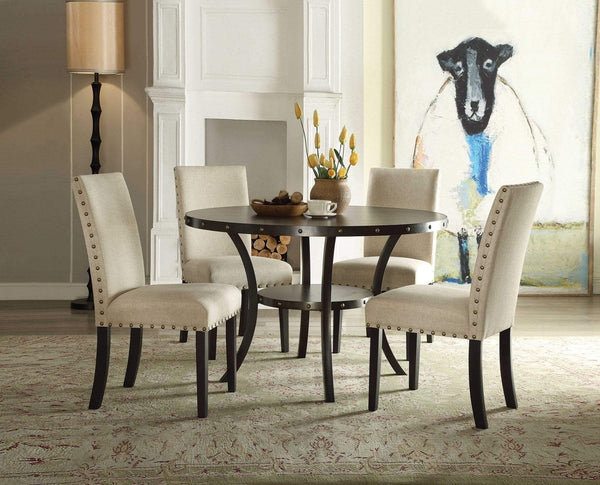 Chairs Wooden Chair - 24" X 19" X 39" 2pc Beige Fabric Side Chair HomeRoots