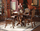 Chairs Wooden Chair - 24" X 21" X 48" PU Cherry Oak Wood Poly Resin Upholstery Counter Height Chair (Set-2) HomeRoots