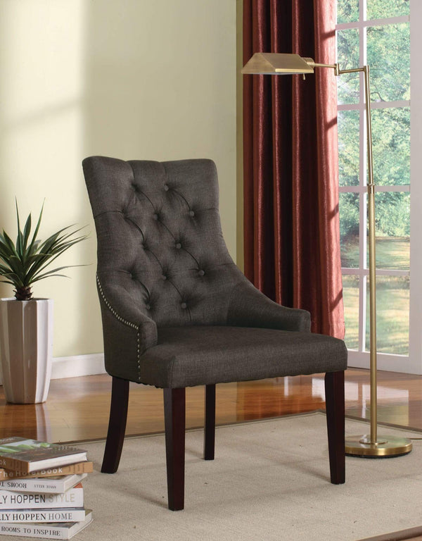 Chairs Wooden Chair - 25" X 27" X 38" 2pc Gray Fabric And Walnut Side Chair HomeRoots
