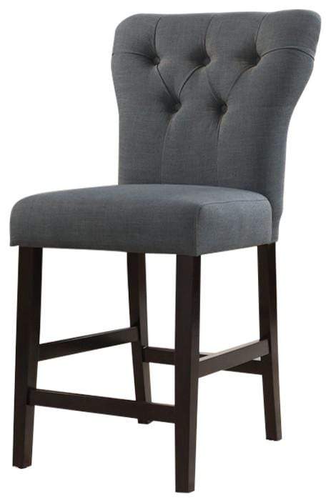 Chairs Wooden Chair - 26" X 21" X 41" 2pc Gray Linen And Walnut Counter Height Chair HomeRoots