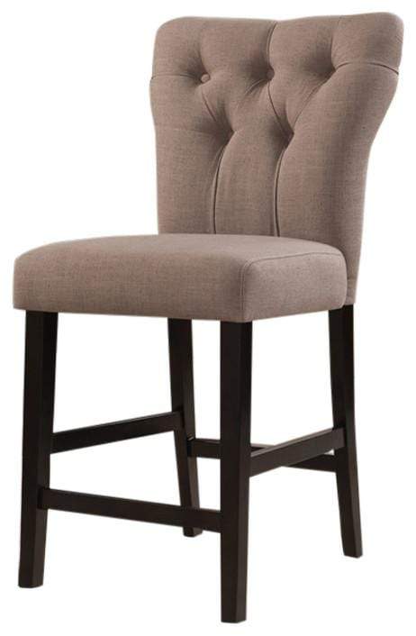 Chairs Wooden Chair - 26" X 21" X 41" 2pc Light Brown Linen And Walnut Counter Height Chair HomeRoots