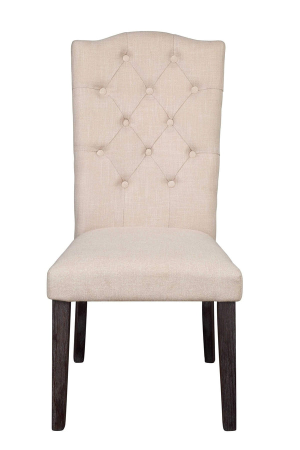 Chairs Wooden Chair - 26" X 21" X 41" Beige Linen Weathered Espresso Wood Upholstery Side Chair (Set-2) HomeRoots