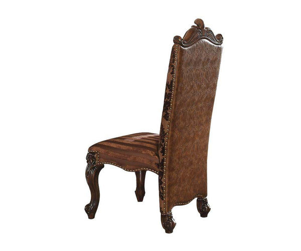 Chairs Wooden Chair - 27" X 22" X 49" 2-Tone Brown PU Fabric Cherry Oak Poly Resin Upholstery Side Chair (Set-2) HomeRoots