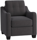 Chairs Wooden Chair - 30" X 31" X 35" Gray Linen Upholstery Chair HomeRoots