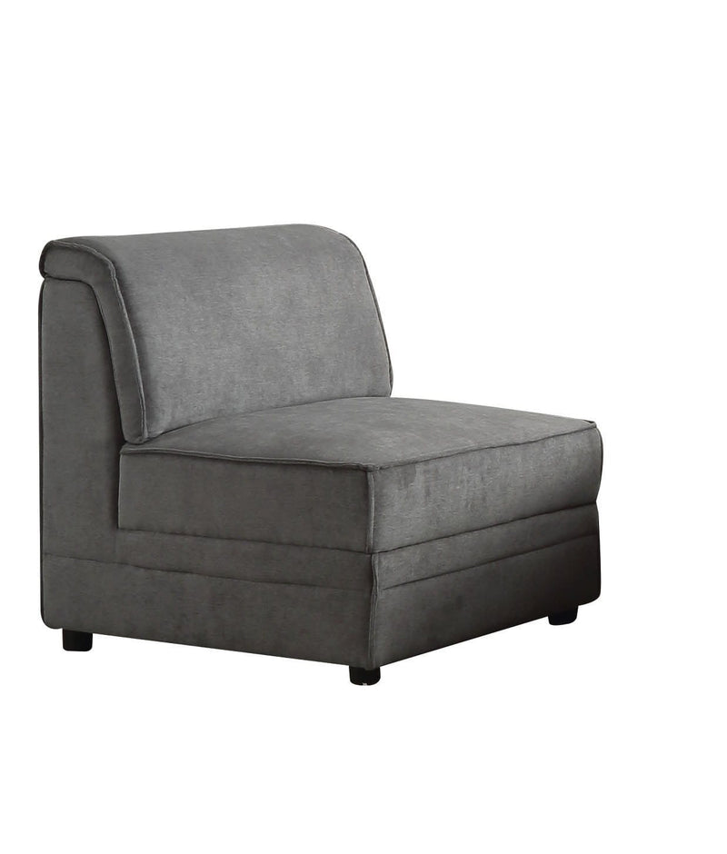 Chairs Wooden Chair - 30" X 34" X 33" Gray Velvet Reversible Armless Chair HomeRoots