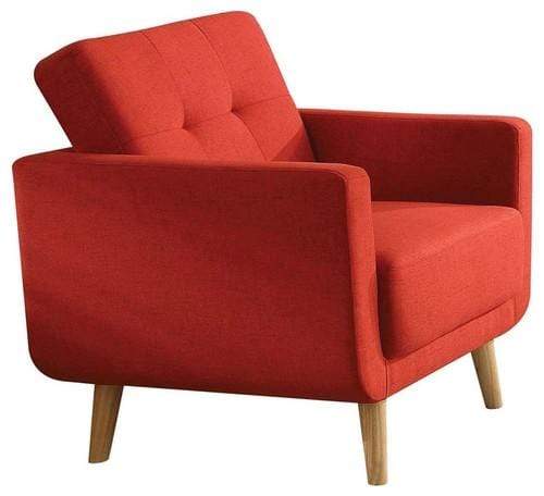Chairs Wooden Chair - 33" X 31" X 35" Red Linen Chair HomeRoots
