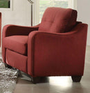 Chairs Wooden Chair - 34" X 31" X 35" Red Linen Chair HomeRoots