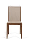 Chairs Wooden Chair - 35" Tobacco Wood and Beige Fabric Desk Chair HomeRoots