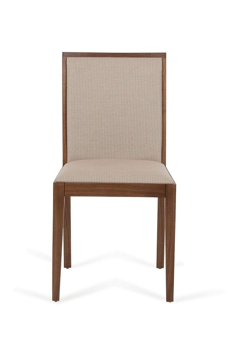 Chairs Wooden Chair - 35" Tobacco Wood and Beige Fabric Desk Chair HomeRoots