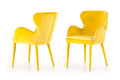 Chairs Yellow Accent Chair - 33" Yellow Fabric and Metal Dining Chair HomeRoots