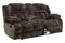 Champion Fabric Recliner Love Seat With Plush Cushioned Seat, Brown-Living Room Furniture-Brown-Champion Fabric and Metal-JadeMoghul Inc.