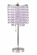 Chandelier Metal Designed Table Lamp, Light Purple & Silver, Set Of 2-Table Lamps-Light Purple&Silver-Metal-JadeMoghul Inc.