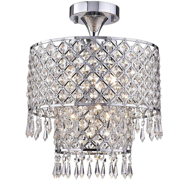 Chandeliers Contemporary Chandeliers - Anika Chrome-finish 12-inch Crystal Semi-flush Mount Chandelier HomeRoots