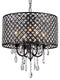 Chandeliers Contemporary Chandeliers - Monet 4-lights Black-finished 17-inch Crystal Round Chandelier HomeRoots