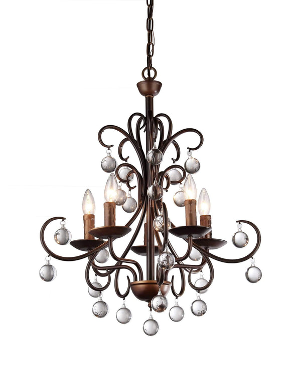 Chandeliers Dining Room Chandeliers - Grace Antique Bronze and Crystal Drop Curved 5-light Chandelier HomeRoots