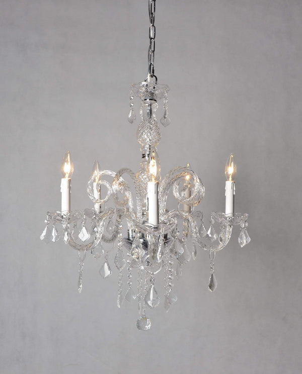 Traditional Crystal Chandelier with Five Candle Shape Light Holders, Clear