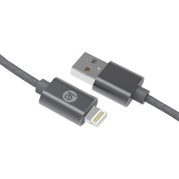 Charge & Sync Braided Lightning(R) to USB Cable, 10ft (Gray)-USB Charge & Sync Cable-JadeMoghul Inc.