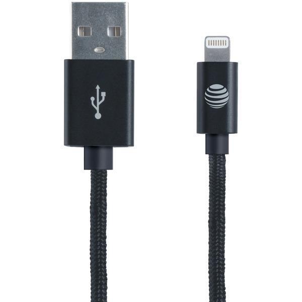 Charge & Sync Braided USB to Lightning(R) Cable, 4ft (Black)-USB Charge & Sync Cable-JadeMoghul Inc.