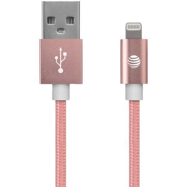 Charge & Sync Braided USB to Lightning(R) Cable, 4ft (Pink)-USB Charge & Sync Cable-JadeMoghul Inc.