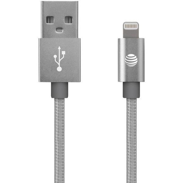 Charge & Sync Braided USB to Lightning(R) Cable, 4ft (Silver)-USB Charge & Sync Cable-JadeMoghul Inc.