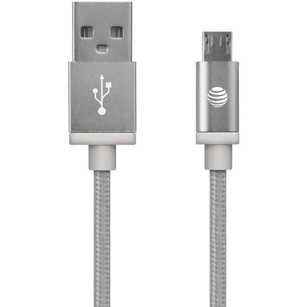 Charge & Sync Braided USB to Micro USB Cable, 5ft (Silver)-USB Charge & Sync Cable-JadeMoghul Inc.