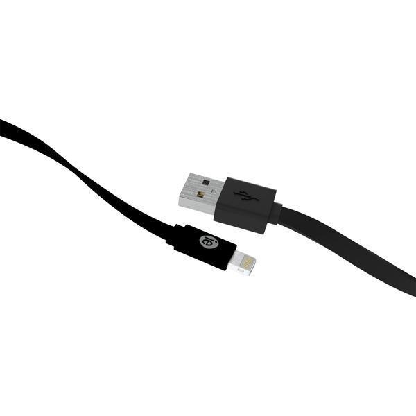 Charge & Sync Flat Lightning(R) to USB Cable, 4ft (Black)-USB Charge & Sync Cable-JadeMoghul Inc.