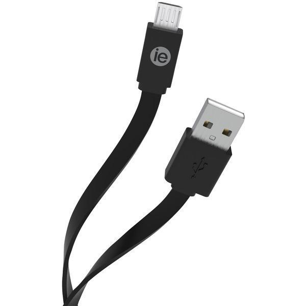 Charge & Sync Flat Micro USB to USB-A Cable, 4ft (Black)-USB Charge & Sync Cable-JadeMoghul Inc.