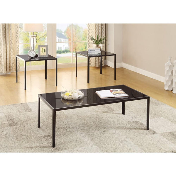 Charismatic Sleek 3 piece occasional Table set, Black-Coffee Table Sets-BLACK-JadeMoghul Inc.